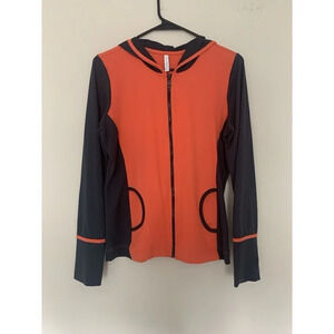 City Tech Navy Blue Orange Hoodie Jacket Women's Size M Long Sleeve
